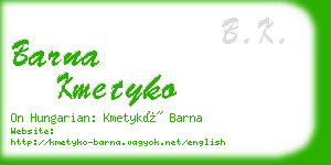 barna kmetyko business card